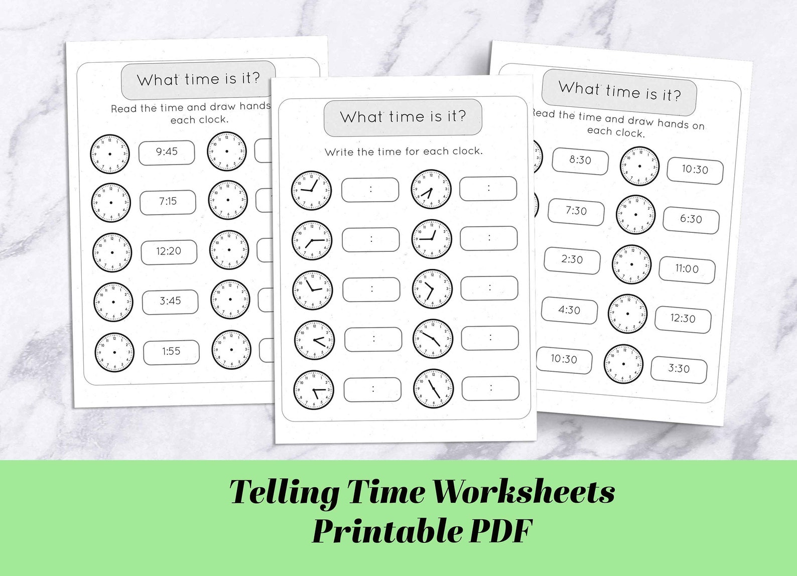 telling time worksheets printable pdf blank clock math