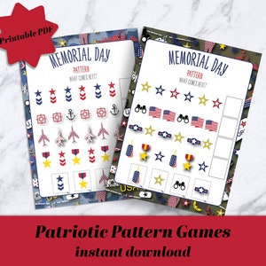 Memorial Day Games / Memorial Day Party / Games Patriotic Pattern / Games Printable / Games Instant Download for kids worksheet toddler