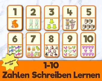 Zahlen Schreiben Lernen / 1-10 kindergarten zählen / Zahlen Karteikarten / Vorschulpädagogisches Lernspielzeug Geschenke  Kleinkinder