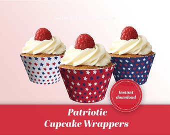 Patriottische cupcakepapiertjes: Stars & Stripes feestdecor (pdf)