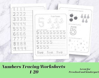 Number tracing worksheets pdf / traceable numbers / preschool worksheets / counting practice / Math Preschoolers  Kindergarten Homeschool