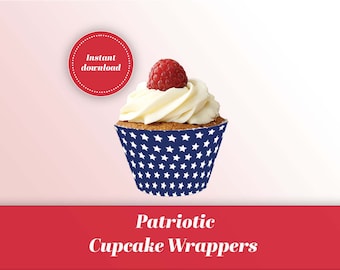 Patriottische cupcakepapiertjes: 4 juli-feestdecoratie (digitale download)