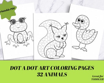 Dot a dot markers coloring pages cute Animals Easter activities for kids toddlers preschool learning worksheets