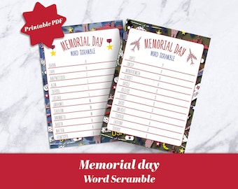 Memorial Day-woordspel: afdrukbaar patriottisch (pdf)
