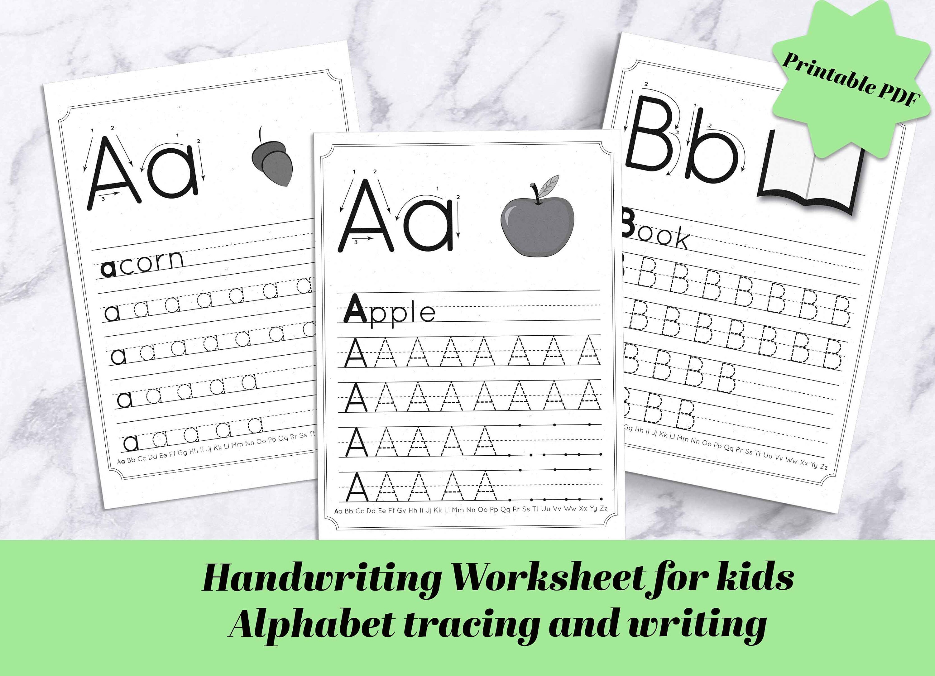 26 printable alphabet handwriting worksheets pdf preschool etsy