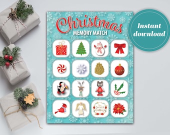 Memory Match-spel kerst: afdrukbaar voor feestdagen (pdf)