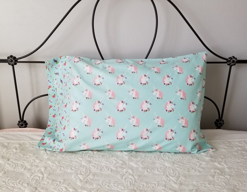 UNICORN Cotton Pillow Case Floral Pink Mint Purple Valentine Easter Christmas Grand Daughter Teen Little Girls Birthday Friend Party Gift