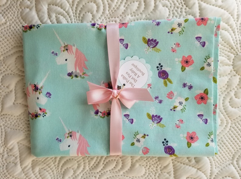 UNICORN Cotton Pillow Case Floral Pink Mint Purple Valentine Easter Christmas Grand Daughter Teen Little Girls Birthday Friend Party Gift