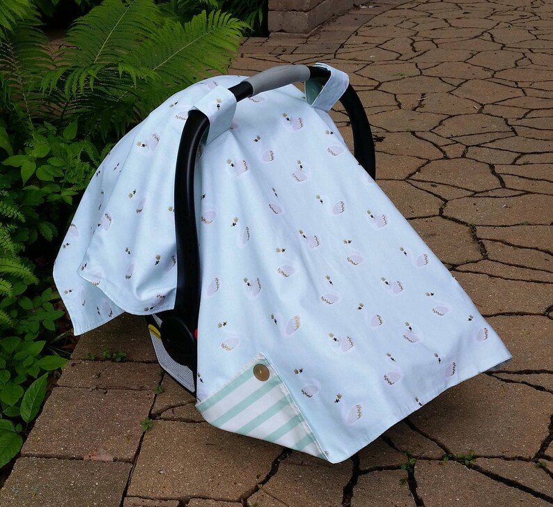 Baby Infant Carrier Car Seat Cover Canopy Nature Chic Swans Etsy