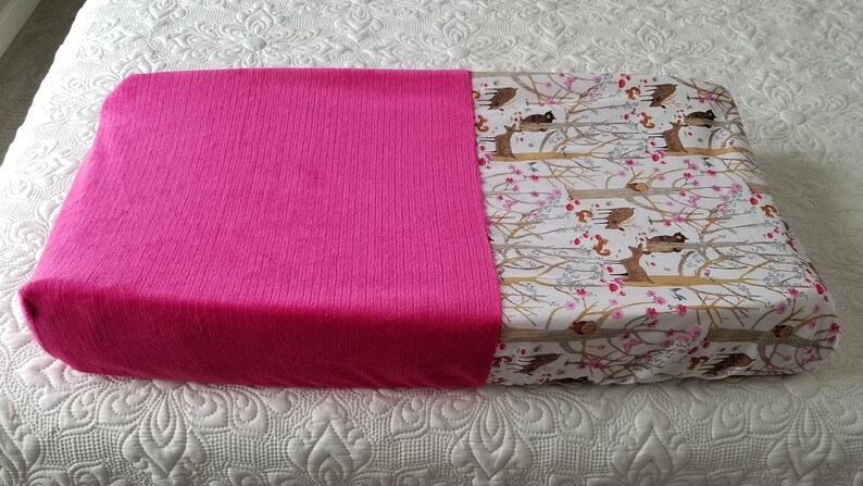 Changing Pad Cover Changing Table Mat Pad Cover Cotton Minky Magenta Pink Woodland Deer Bear Owl Floral Infant Baby Girl Shower Gift Idea