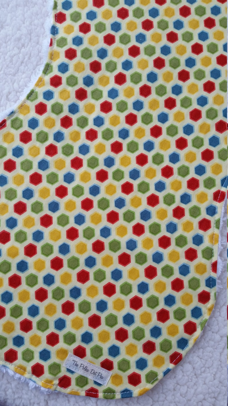 CONTOURED BABY Burp Cloths Pads Drool Newborn Infant Toddler Newborn Boy Shower Gift Puppy Dog Polka Dots Brown Green Yellow Cotton Chenille