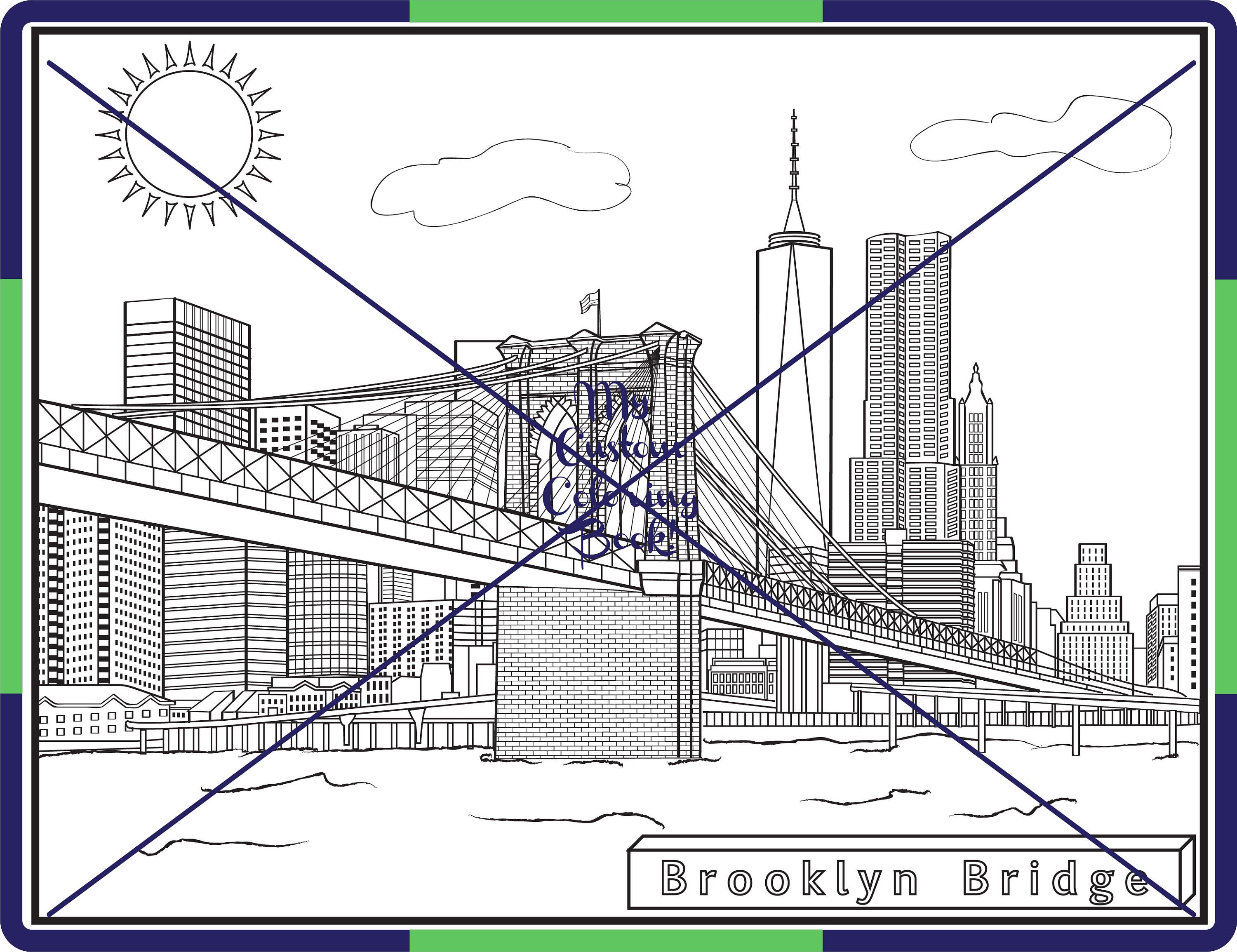 Download Brooklyn Bridge Coloring Page | Etsy