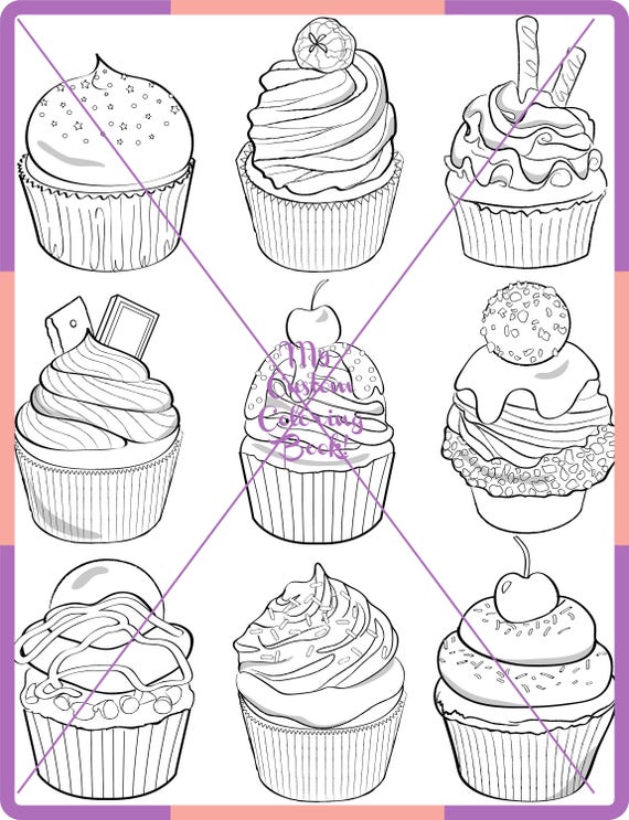 Download Items similar to Download Cute Cupcake Coloring Page on Etsy