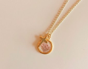 Pressed Flower Cross Necklace