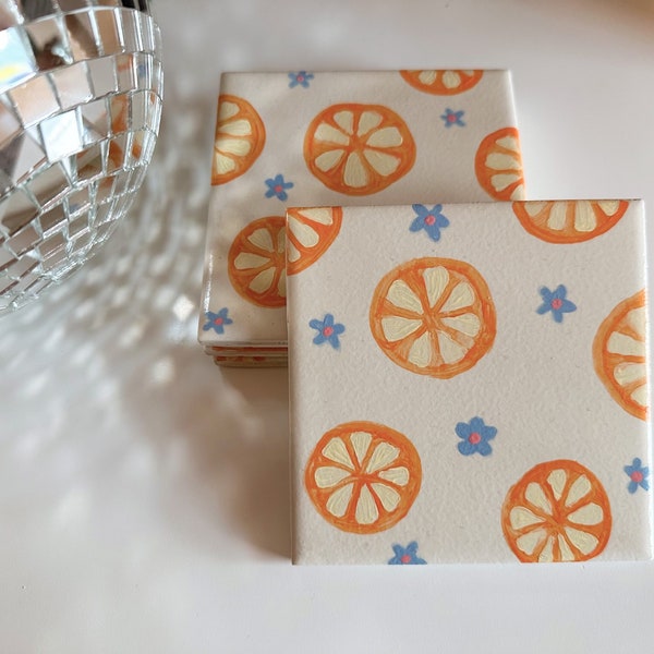 Summer Fruit Citrus Ceramic Coaster