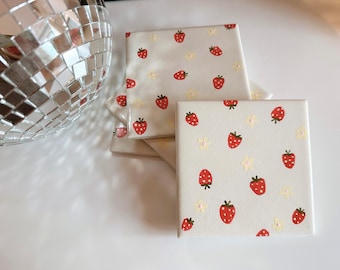 Summer Fruit Strawberry Ceramic Coaster