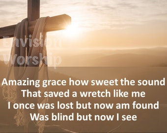 Amazing Grace Hymn PowerPoint with Lyrics - Standard size