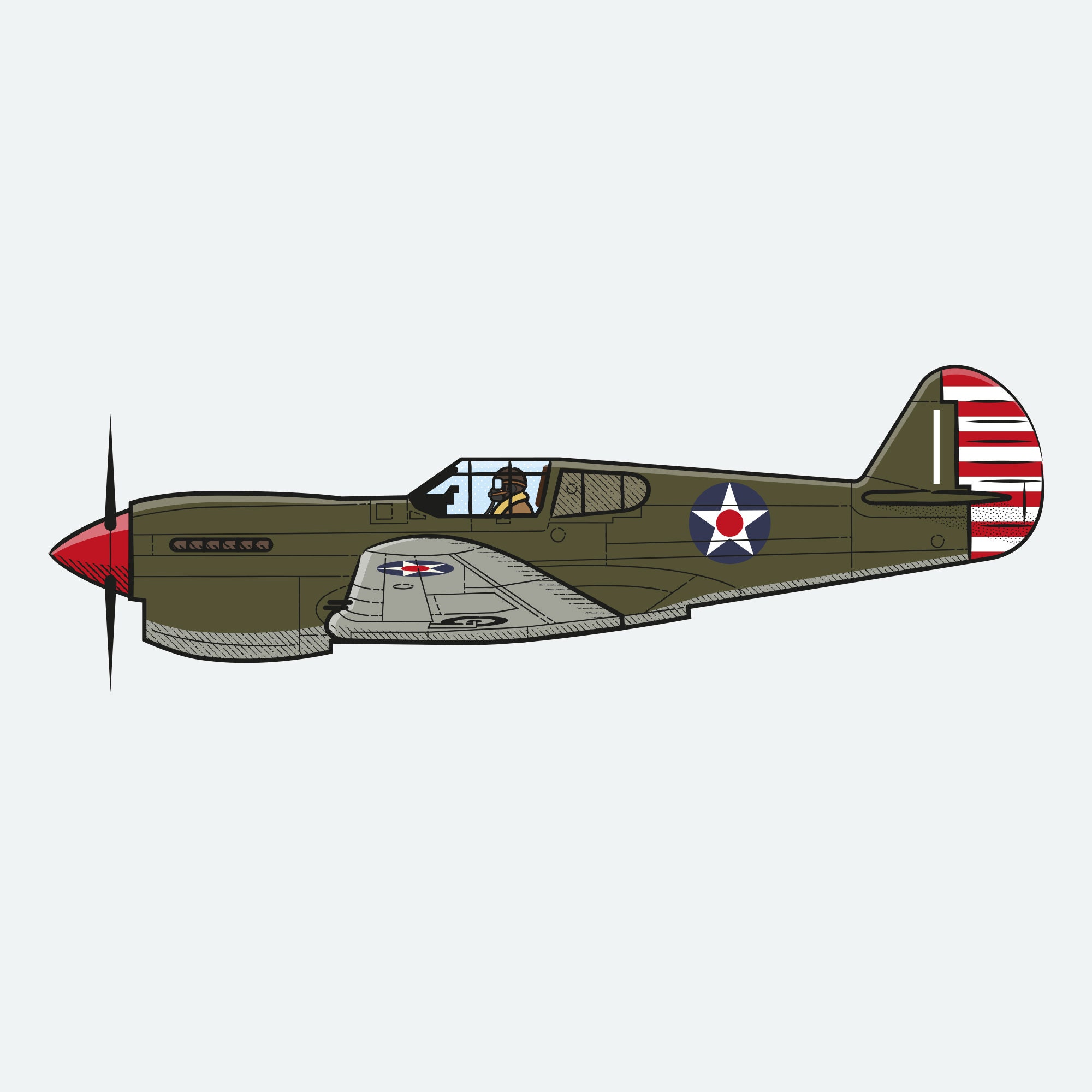 P40 Warhawk World War 2 American Fighter Plane Digital