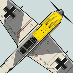 Messerschmitt BF109 – World War 2 German Fighter Plane – Digital Illustration Print