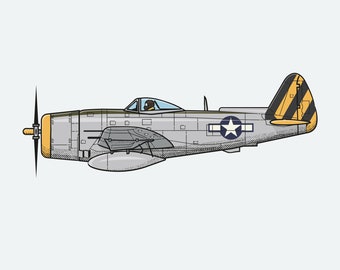 P47N Thunderbolt – American World War 2 Fighter Plane – Digital Illustration Print