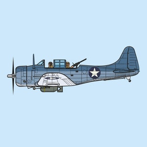 Douglas SBD Dauntless – World War 2 US Navy Dive Bomber – Digital Illustration Print