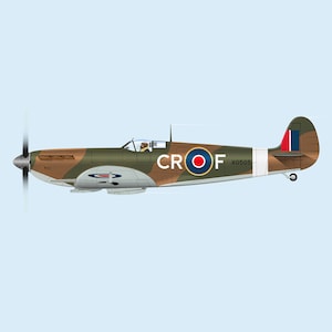 Supermarine Spitfire personalizado – Avión de combate británico de la 2ª Guerra Mundial – Ilustración digital Imprimir