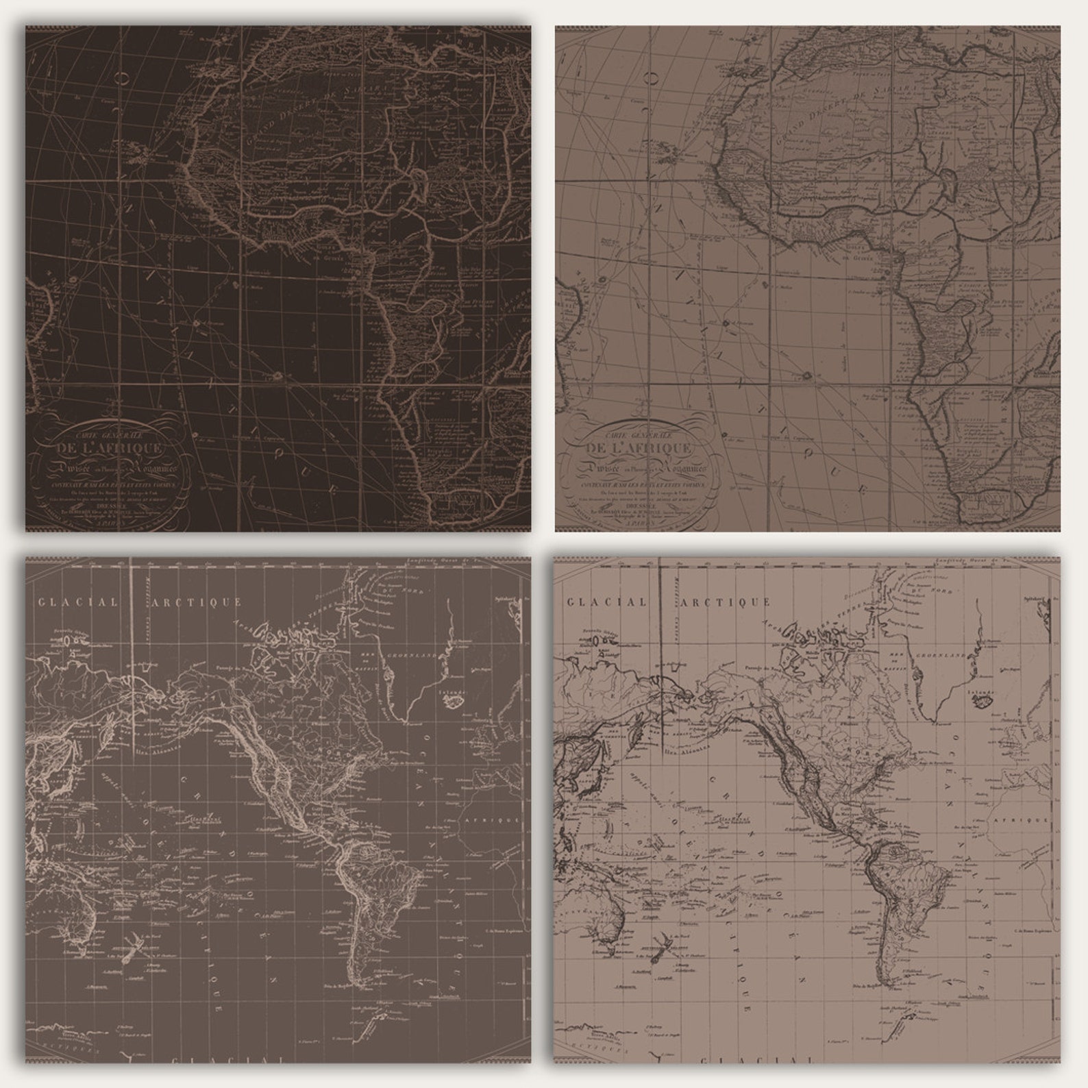 Brown Vintage Maps Digital Paper Pack Old Maps Printable | Etsy