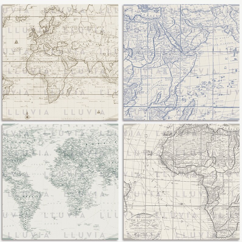 Vintage Maps Digital Paper Pack Old Maps Printable Paper | Etsy