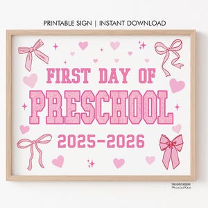 Cartello per il primo giorno di scuola materna, fiocco stampabile, cartello per il primo giorno di scuola materna, accessorio fotografico, cartello per il primo giorno di scuola digitale, DOWNLOAD IMMEDIATO