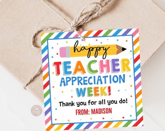Waarderingslabel leraar bedankt cadeaulabels leraar Waarderingsweek label regenboog cadeaulabel Einde van school cadeaulabel leraar bewerkbaar