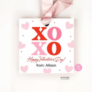 Étiquette cadeau Saint-Valentin Xoxo, étiquette cadeau Saint-Valentin câlins et bisous Xoxo, étiquette modifiable imprimable préscolaire classe école professeur personnel enfants