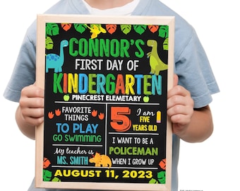 Dinosaur First Day of School Sign, First Day of School Sign Chalkboard, ANY GRADE , Back to School Dinosaurs Chalkboard Sign Printable Sign