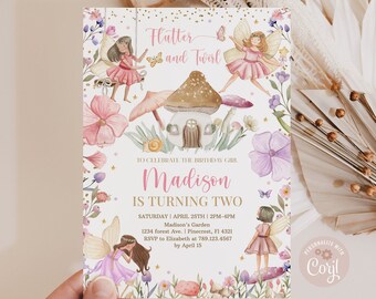 Editable Fairy Invitation Fairy Whimsical Wildflower Enchanted Pixie Fairy Princess Party Magical Floral PRINTABLE DOWNLOAD FWE