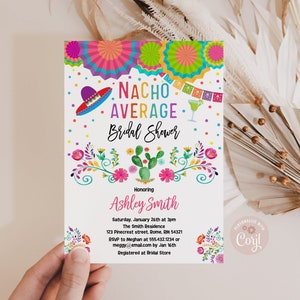 Nacho Average Bridal Shower invitation, Template, Fiesta Bridal Shower Invitation, Nacho Fiesta Bridal Shower, INSTANT Editable DOWNLOAD