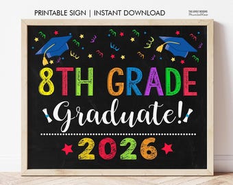 8.Klasse GRADUATION Zeichen, Mittelschulabgänger,letzter Tag der 8.Klasse Zeichen, Sofort Download, Photo Prop, druckbare Datei