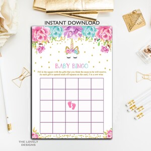 Unicorn Baby Bingo Game, Unicorn Baby Shower, Unicorn Bingo, Magical Unicorn Baby Bingo, Unicorn Eyelashes, Digital File, INSTANT DOWNLOAD