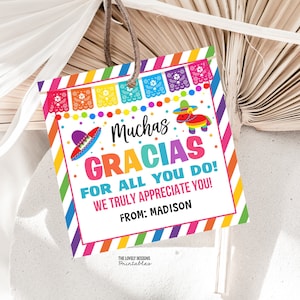 Muchas Gracias Tag Teacher Gift Tag Gift Tag Printable Teacher Appreciation Week Nacho Average Gift Tag Staff PTO PTA Gift Editable