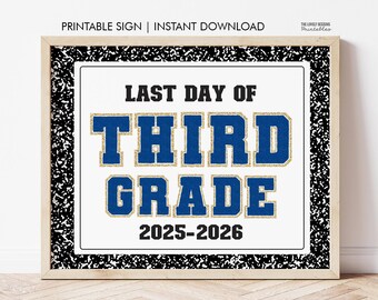 Last Day of 3rd Grade Sign, Last Day of Third Chalkboard Sign Printable, Last Day of School Sign, Photo Prop File Instant Download