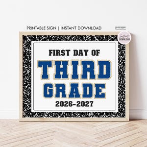 First Day of 3rd Grade Sign, First Day of Third Chalkboard Sign Printable, First Day of School Sign, Photo Prop File Instant Download