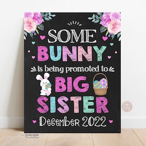 EDITABLE Easter Big Sister Pregnancy Announcement Easter Eggs Some Bunny Promoted to Big Sister Sign Printable Pregnancy Reveal Template
