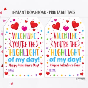 Valentinstag Geschenkanhänger zum ausdrucken oder ausdrucken (Instant Download)