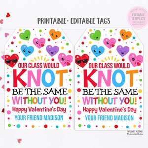 Valentinstag Geschenkanhänger Klasse Knoten be die gleiche ohne Dich Freundschaft Brezel Vorschule Kinder Klassenzimmer Nicht-Süßigkeiten Armband Haargummi Scrunchie Tag