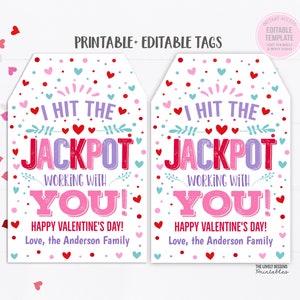Traf w Jackpot Pracując z Tobą Tag Walentynkowy Lotto Kupon na loterię Współpracownik Nauczyciel Personel Pracownik Pto Edytowalny Pobierz Wydrukuj