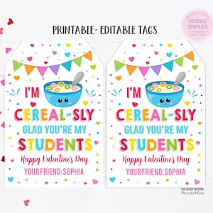 Etiqueta de Cereal Editável Dia dos Namorados Cereal-sly Fico feliz que você seja meu aluno Dia dos Namorados Cereal Sala de aula Etiqueta de presente Dia dos Namorados para crianças PARA IMPRIMIR DOWNLOAD