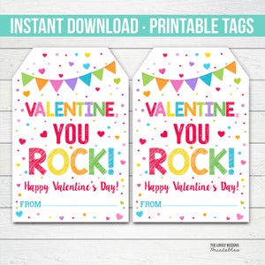 Etiquetas de presente do Dia dos Namorados You Rock, Pop Rocks para impressão em sala de aula para crianças, etiqueta de anel de doces para o Dia dos Namorados, amigo professor da equipe, DOWNLOAD INSTANTÂNEO