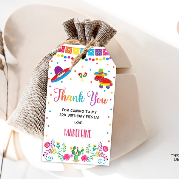 EDITABLE Piñata Fiesta Favor Tag Pinata Fiesta Girl Birthday Gift Tags Fiesta Mexican Party Thank You Tags Cinco de Mayo PRINTABLE DOWNLOAD