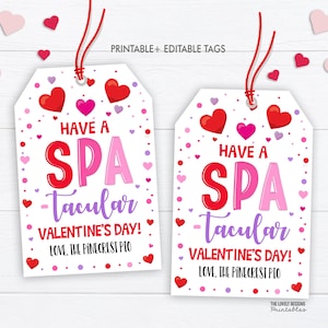Étiquette de la Saint-Valentin spa-taculaire, vernis à ongles, masque de spa, gloss pour fille, étiquettes de cadeau de la Saint-Valentin, cadeau de la Saint-Valentin, enseignant, ami, collègue