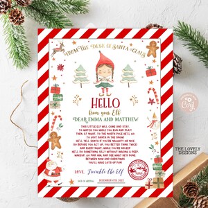 Carta de primera llegada de elfo EDITABLE Carta de llegada de la primera elfa Carta de regreso de la elfa Elfo rojo de Navidad de Santa Claus Estoy de regreso DESCARGAR IMPRIMIBLE