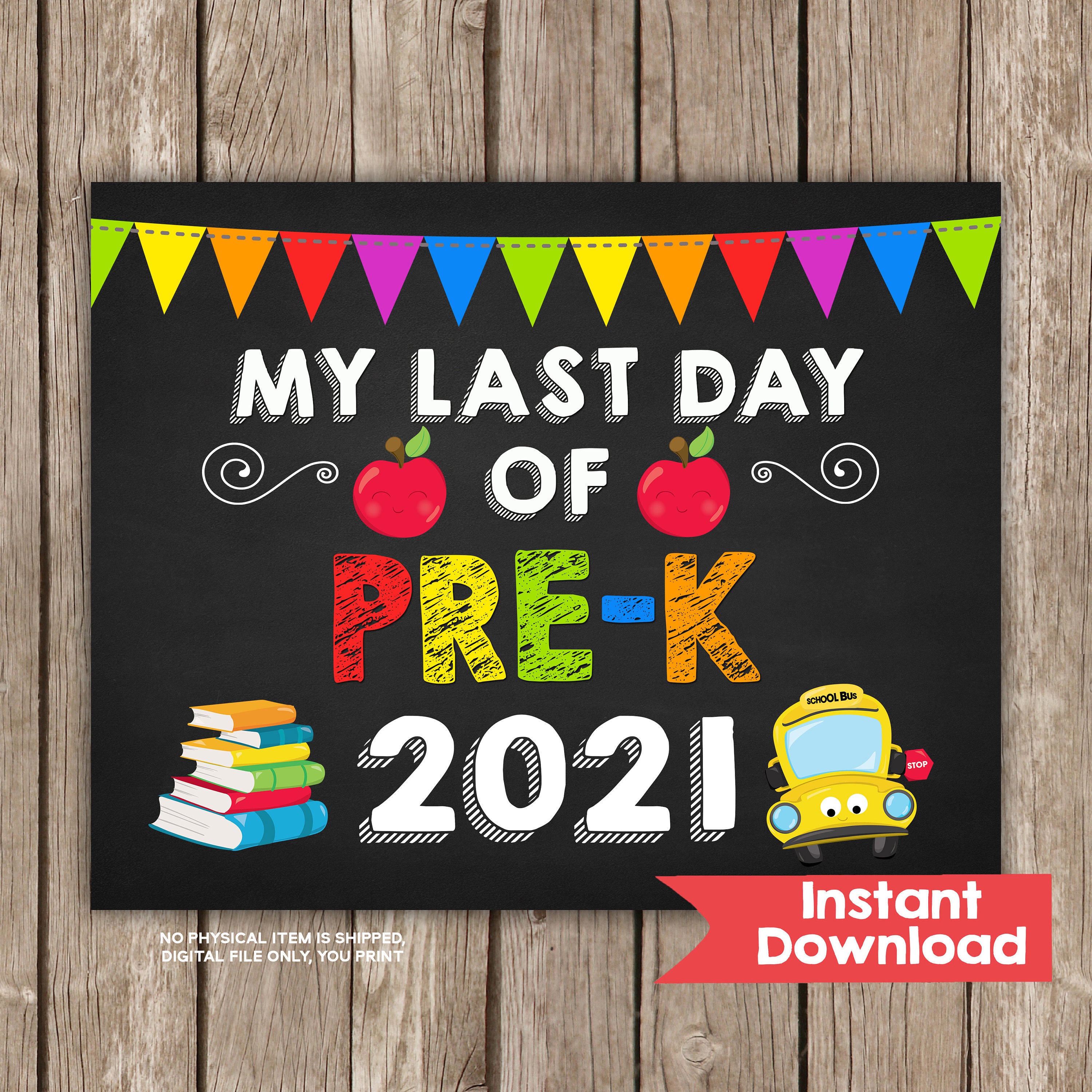Last Day of PREK Sign 8x10 INSTANT DOWNLOAD Photo Prop Back Etsy
