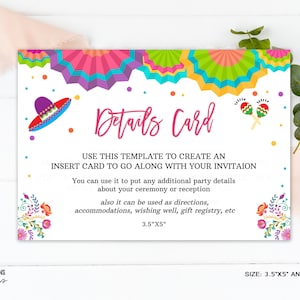EDITIERBARE Details Kartenvorlage Nacho Durchschnitt Brautparty Details Karte Fiesta Baby Shower Einlegekarte Geschenkliste DRUCKBARE DOWNLOAD